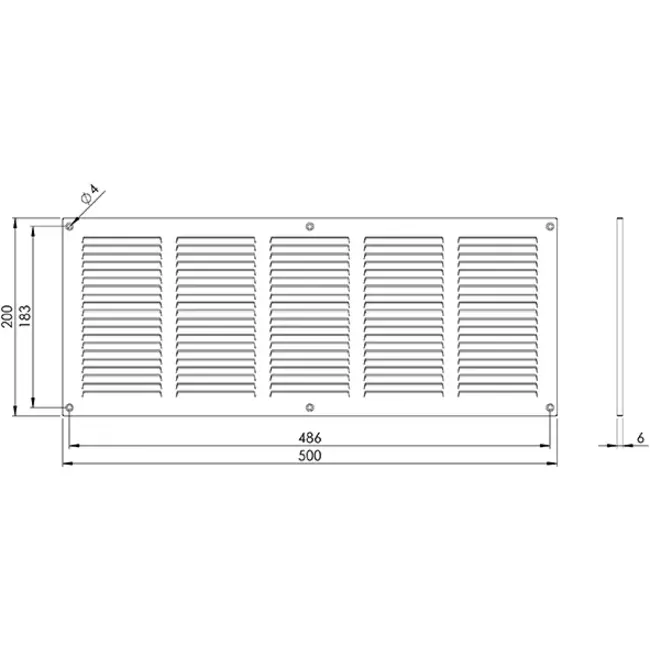 Grille métal 500 x 200 mm zinc - MR5020Zn