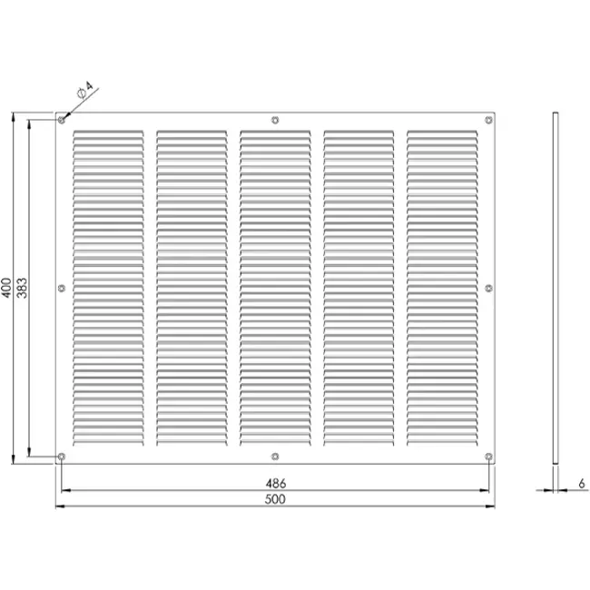Grille métal 500 x 400 mm noir - MR5040M - RAL9005