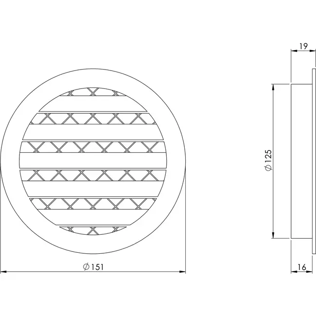Grille aluminium Ø 125 mm marron - MRA125B - RAL8016