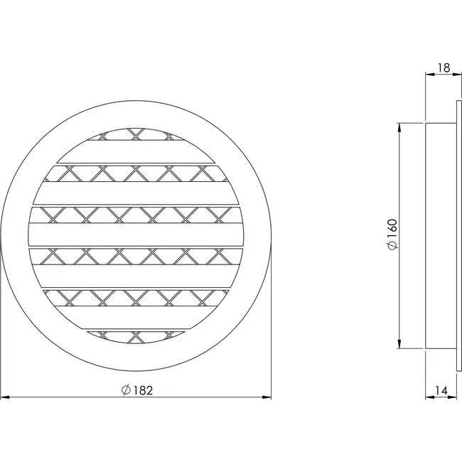 Grille aluminium Ø 160 mm marron - MRA160B - RAL8016
