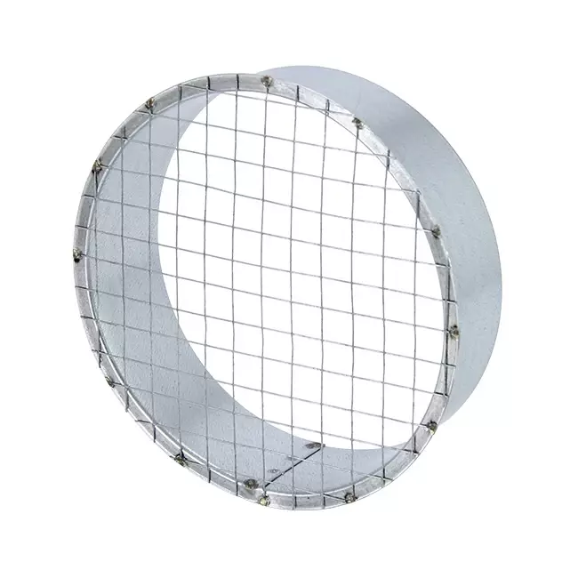 Grille tubulaire Ø 125 mm avec maille pour conduit rigide galvanisé.