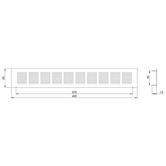 Grille de ventilation plinthe aluminium - or L = 400 mm x H = 60 mm - RA640G