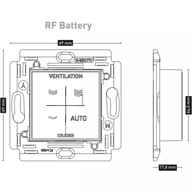 Interrupteur de commande Duco RF/BAT noir