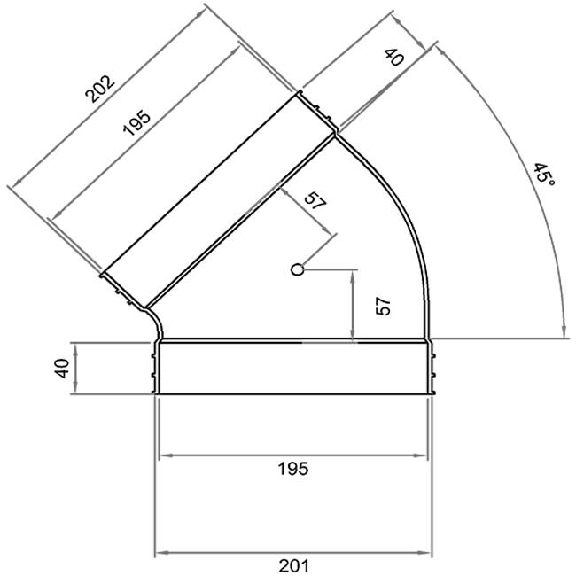 Wavin Ventiza Coude 45 degrés PVC ovale 195x80 mm horizontal M/M