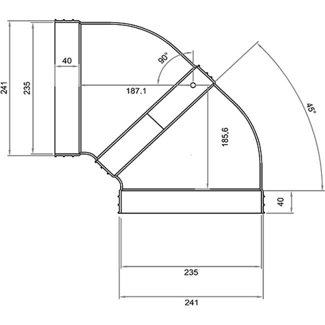 Wavin Ventiza Coude 90 degrés PVC ovale 235x80 mm horizontal M/M