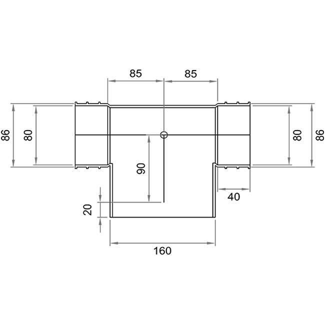 Wavin Ventiza Raccord T en PVC ovale 235x80 mm par diamètre 160 mm M/M/M
