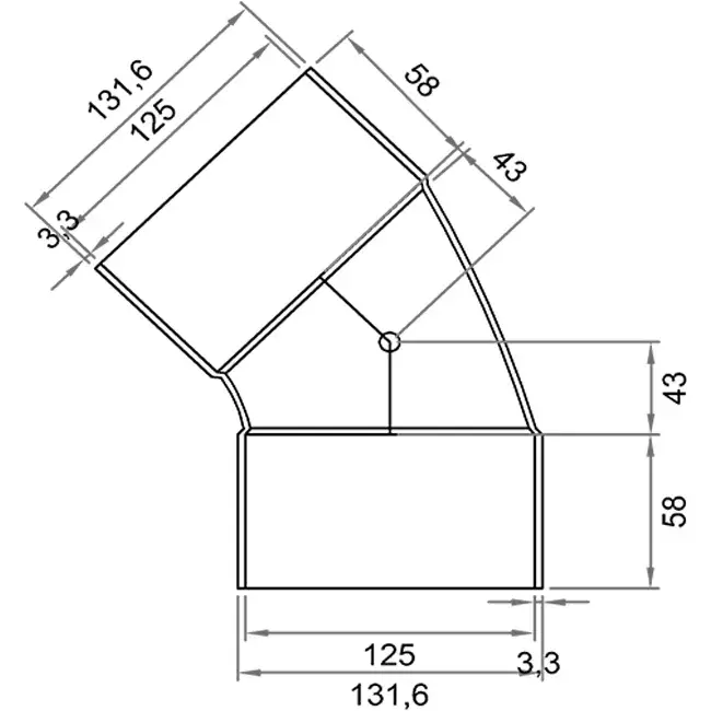 Wavin Ventiza coudée 45 degrés PVC rond par diamètre 125 mm M/M