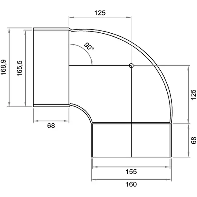 Wavin Ventiza coudée 90 degrés PVC rond 160 mm M/S