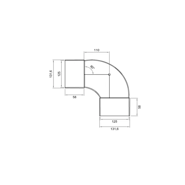 Wavin Ventiza coudé 90 degrés PVC rond 125 mm M/M