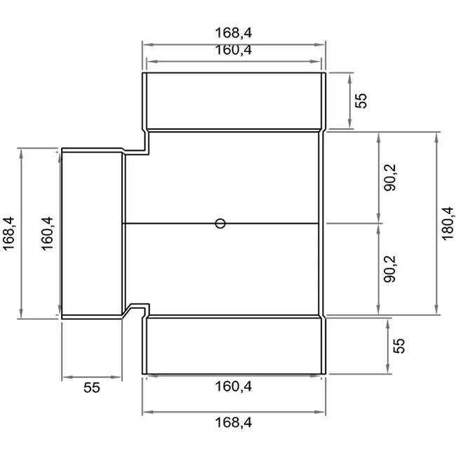Wavin Ventiza té de 90 degrés PVC rond 160 mm M/M/M