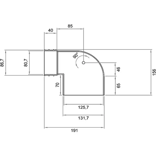 Wavin Ventiza élément terminal 90 degrés PVC rond 125x80x70 mm M/M
