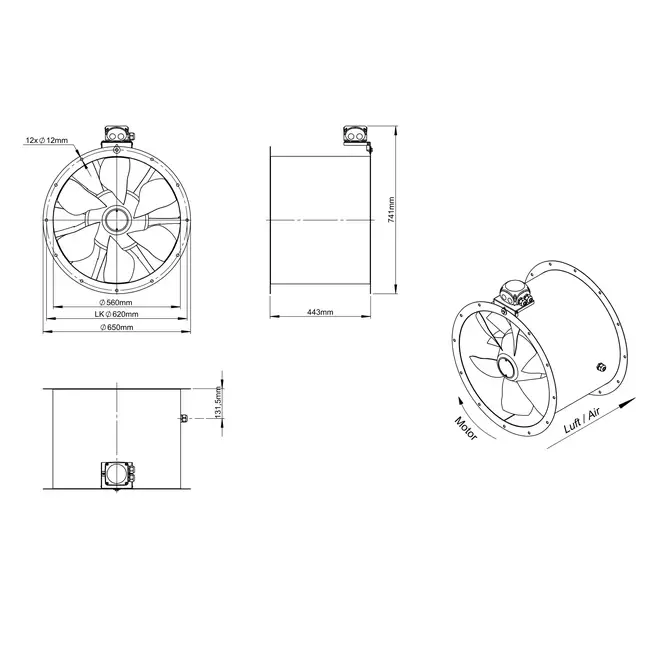 Ventilateur axial de 560 mm - AL 560 D4 01 CFG