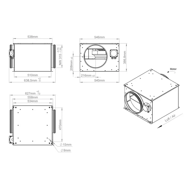 Ventilateur tubulaire 315 mm isolé - ISOR 315 EC K 01
