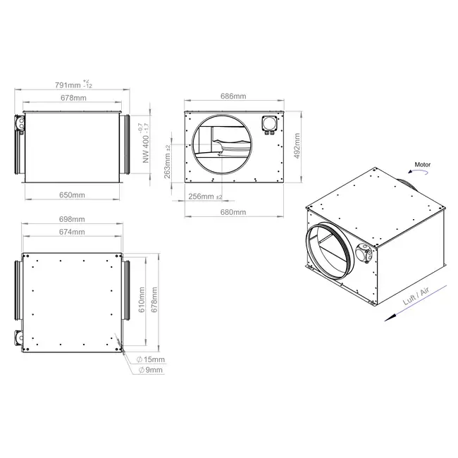 Ventilateur tubulaire 400mm isolé - ISOR 400 EC K 01