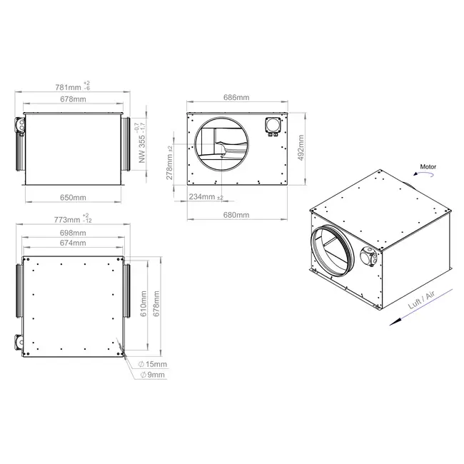 Ventilateur à tube isolé 355 mm - ISOR 355 EC K 01