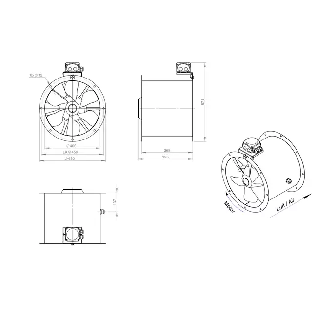 Ventilateur axial de 400 mm - AL 400 D2 01 CFG