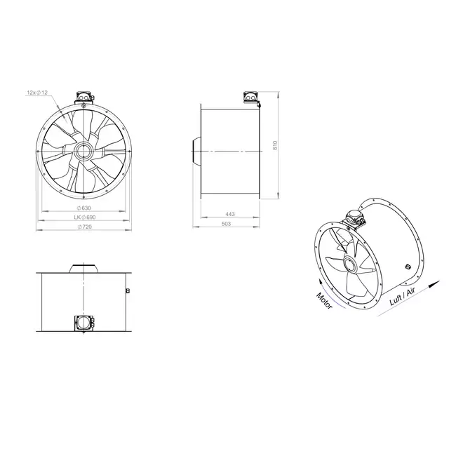 Ventilateur axial de 630 mm - AL 630 D4 01 CFG