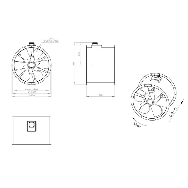 Ventilateur axial 800 mm F300- AL 800 D4 F3 04 CFG