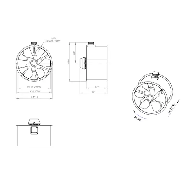 Ventilateur axial 1000 mm F300- AL 1000 D4 F3 03 CFG