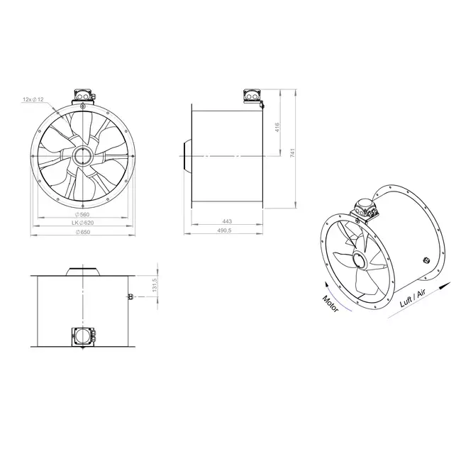 Ventilateur axial de 560 mm - AL 560 D4 04 CFG
