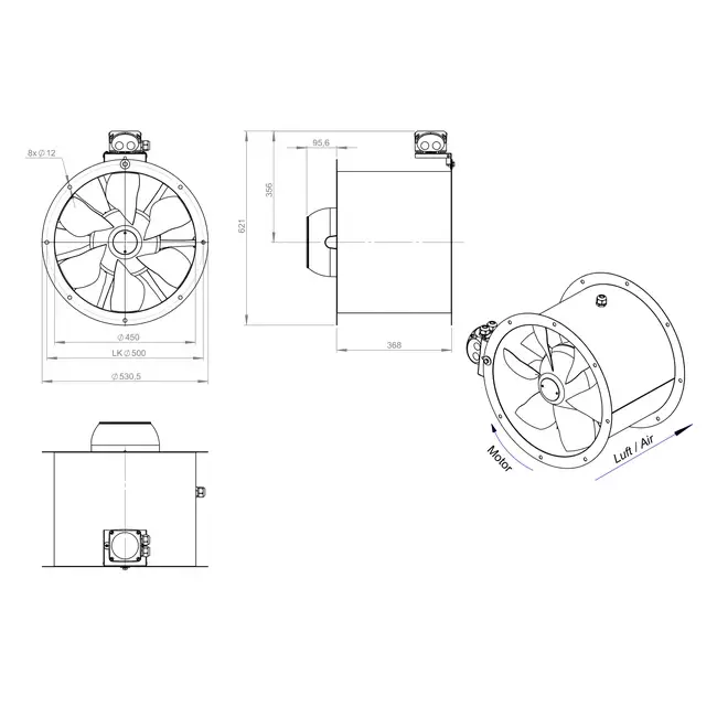 Ventilateur axial de 450 mm - AL 450 D42U 01 CFG