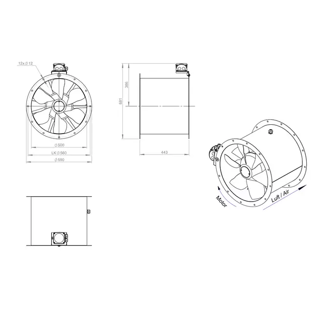 Ventilateur axial de 500 mm - AL 500 D4 02 CFG