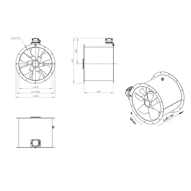 Ventilateur axial de 500 mm - AL 500 D4 03 CFG