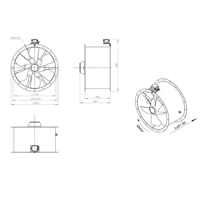 Ventilateur axial de 710 mm - AL 710 D4 02 CFG