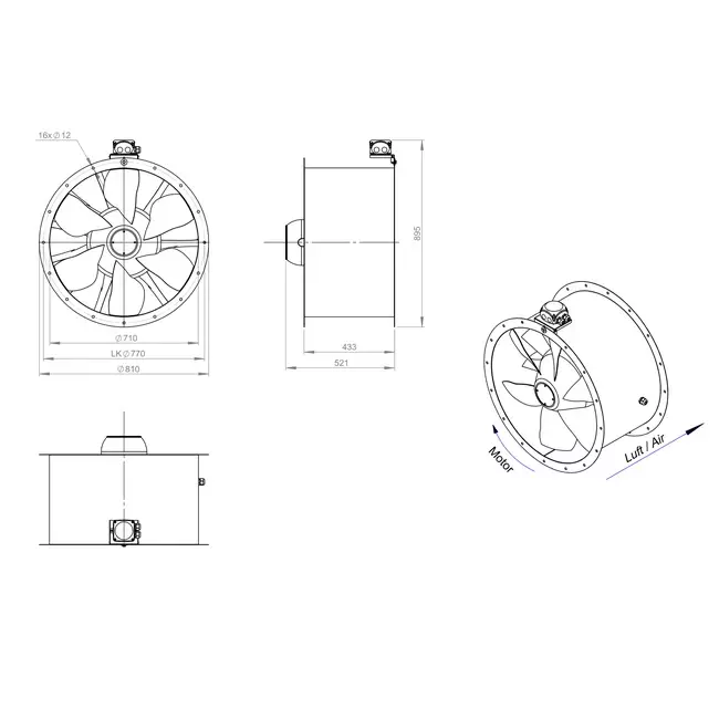 Ventilateur axial de 710 mm - AL 710 D6 01 CFG