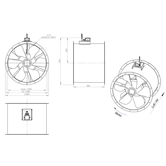 Ventilateur axial de 800 mm - AL 800 D6 01 CFG