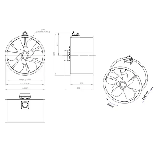 Ventilateur axial de 1000 mm - AL 1000 D4 02 CFG