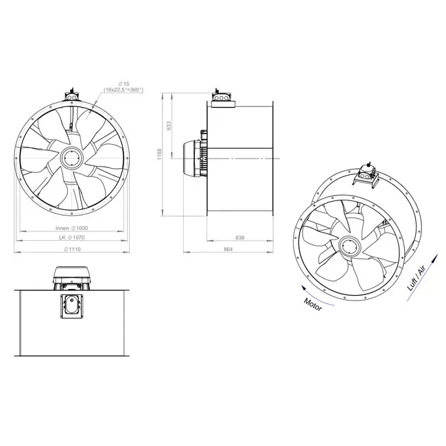 Ventilateur axial de 1000 mm - AL 1000 D4 04 CFG