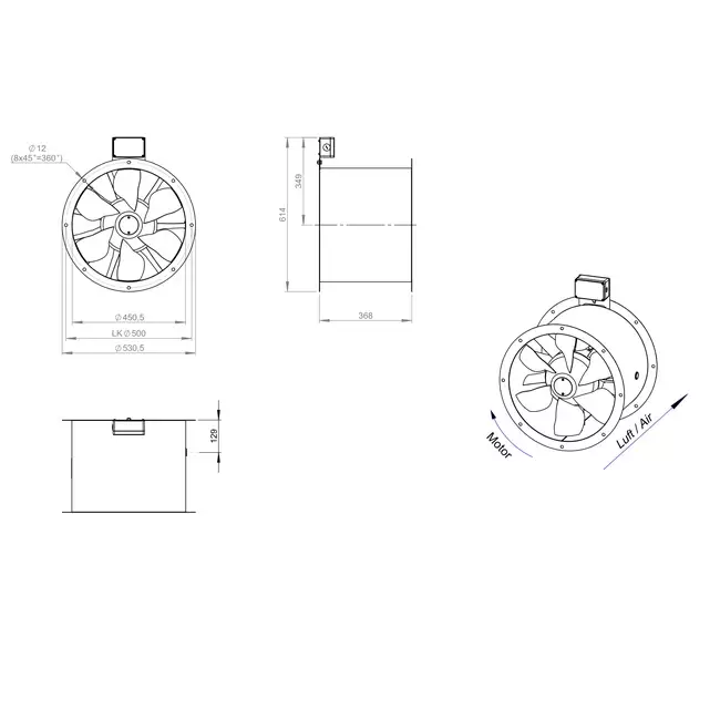 Ventilateur axial de 450 mm pour gaz de combustion F400 - AL 450 D4 F4 01 CFG