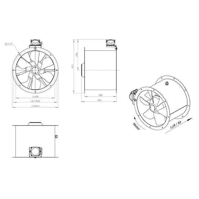 Ventilateur axial de 450 mm - AL 450 D2 02 CFG