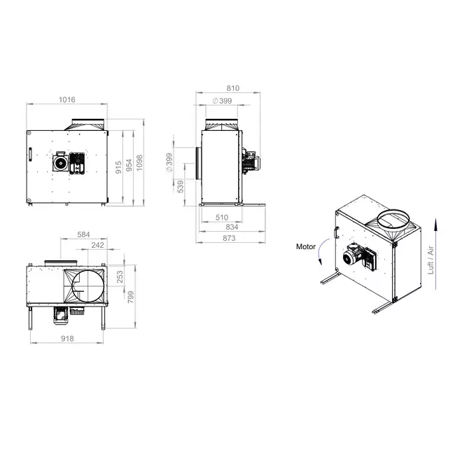 Moteur du ventilateur de la boîte débit d'air extérieur - MPS 500 EC I K 01