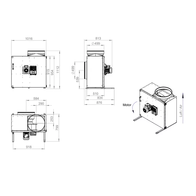 Moteur du ventilateur de la boîte débit d'air extérieur - MPS 560 EC I K 01