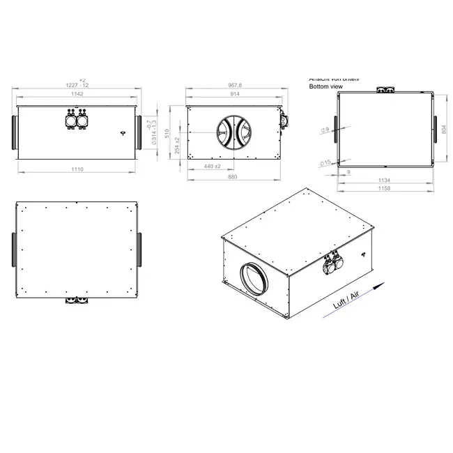 Ventilateur tubulaire 280 mm isolé à haut rendement énergétique - EM DUO 280 EC K 01