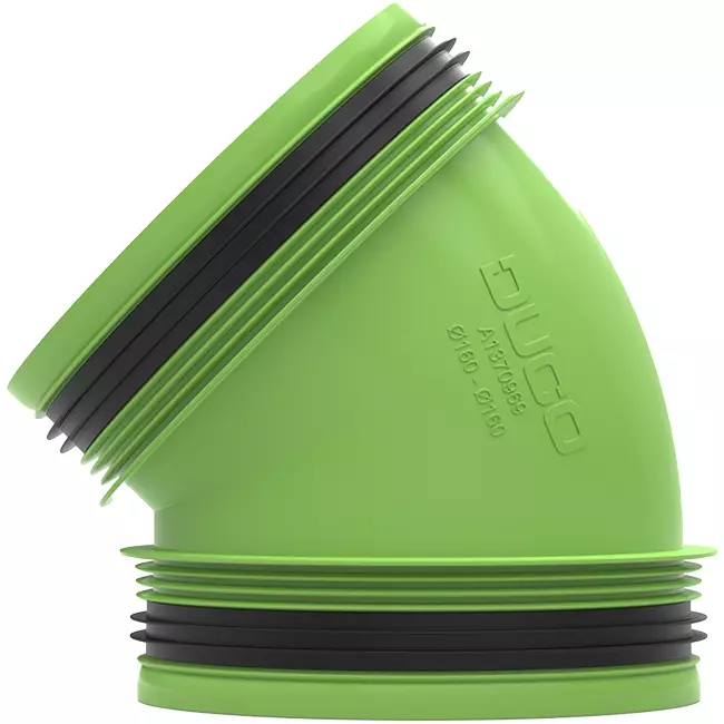 Raccord Duco 45° avec joint en caoutchouc D160/D160 (M/M)