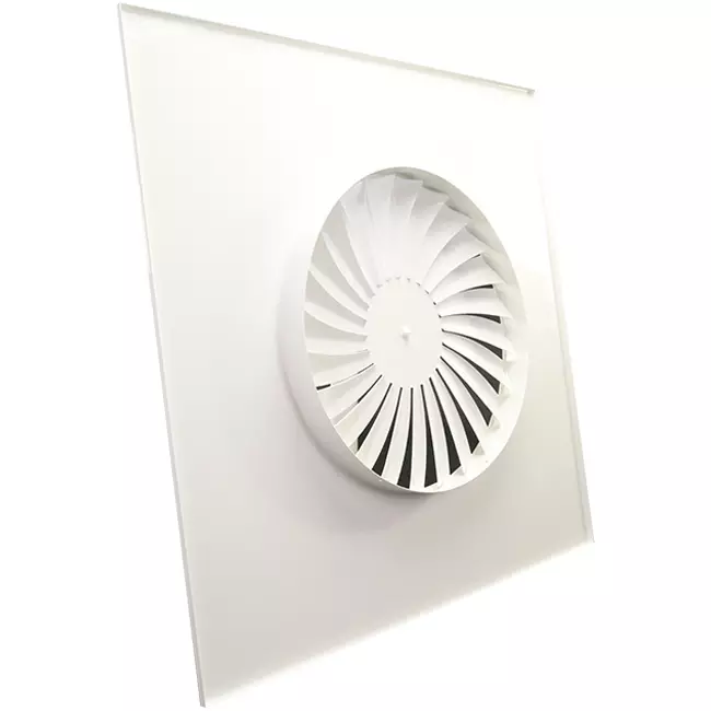 Diffuseur à jet hélicoïdal à ailettes fixes 400mm carré - SWS 400 RAL 9016