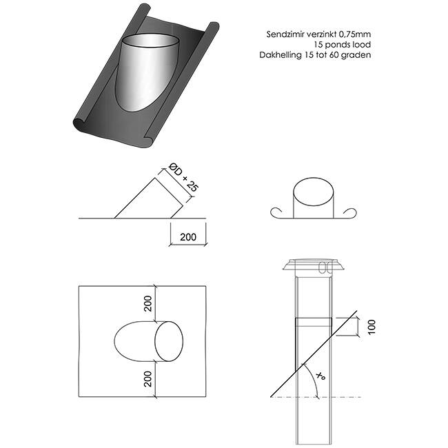 Bavette en plomb Thermoduct diamètre 150 mm - 45 degrés