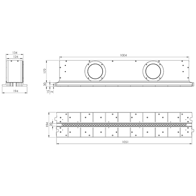 Diffuseur à fente sans cadre Ergovent 1050 mm avec diamètre de raccordement 125 mm - climatisation - 1 fente