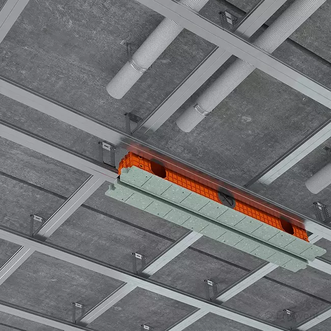 Diffuseur à fente sans cadre Ergovent 1050 mm avec diamètre de raccordement 75 mm - modulaire - 1 fente