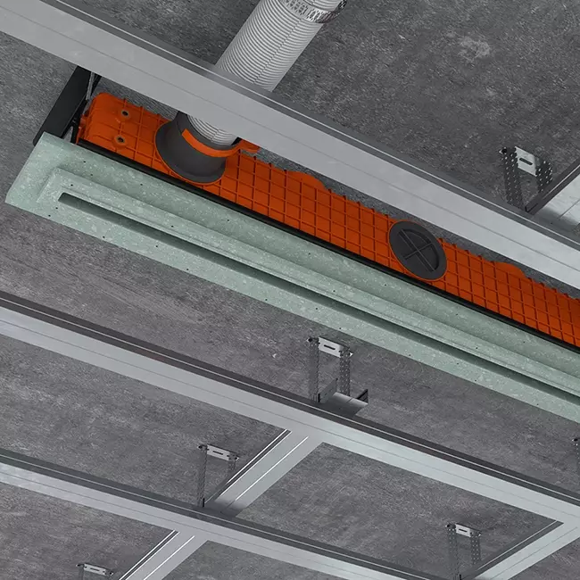 Grille linéaire encastrable sans cadre Ergovent 1000 mm avec diamètre de raccordement 75 mm - standard