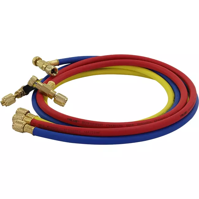 Jeu de tuyaux 1.5M R410A avec valve de mesure et joint schrader 5/16