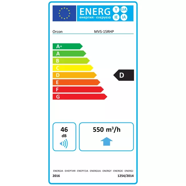 Orcon MVS-15RHP 550 m³/h + capteur d'humidité - perilex plug