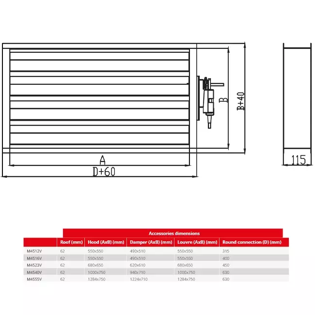 Clapet Maxivent avec actionneur pour M4523 horizontal droit - DAR