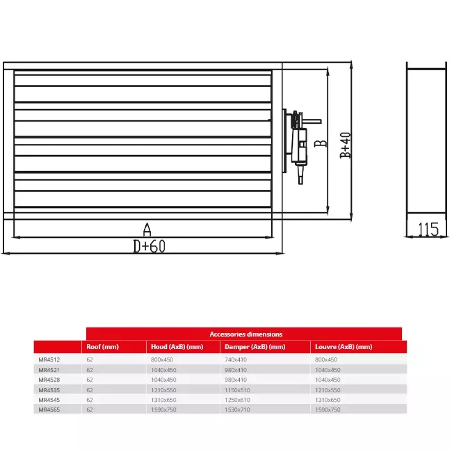 Clapet Maxivent avec actionneur pour MR4528 horizontal gauche - DAL