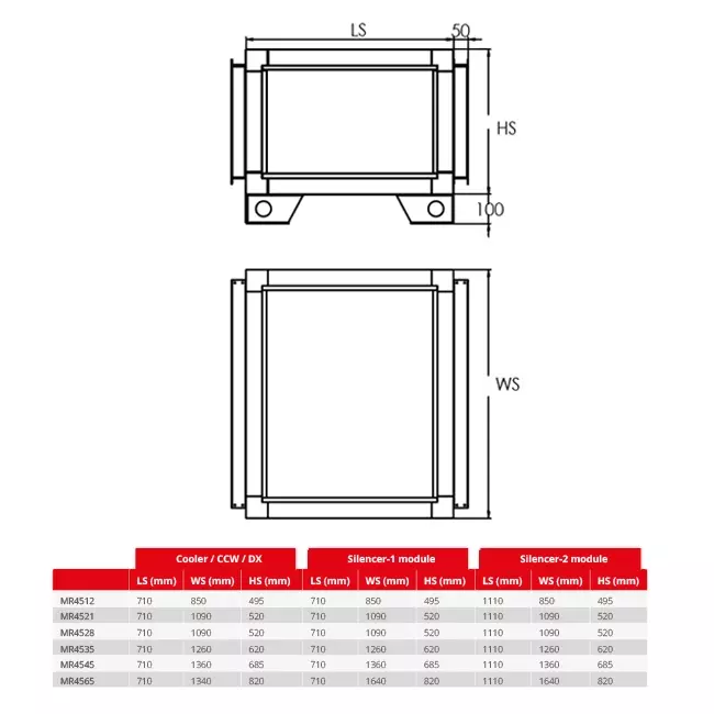 Maxivent silencieux 600 mm pour MR4545 horizontal - SL1