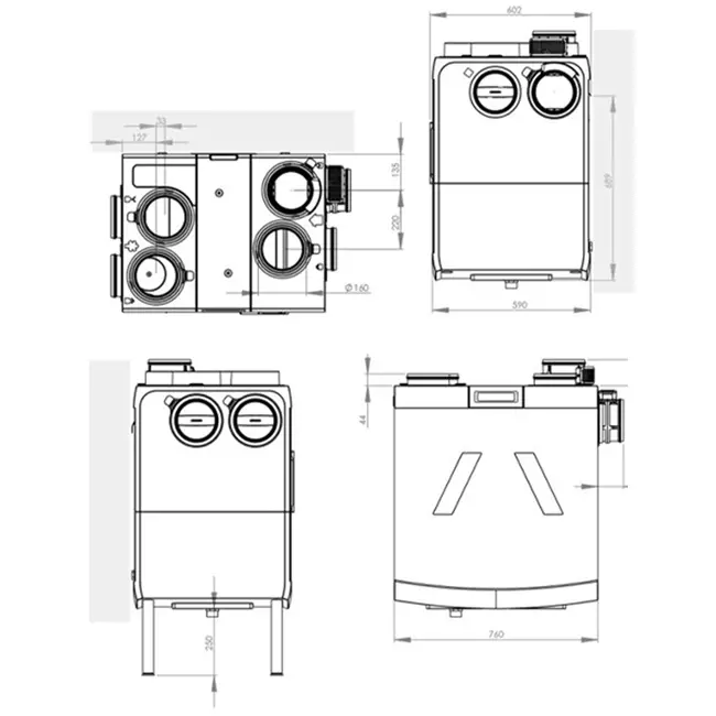 Récupérateur de chaleur HRC-570 Smartcomfort d'Orcon avec contrôle de 2 zones -  570m³/h