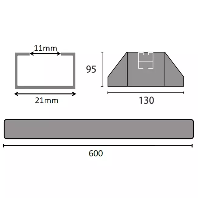 Barre de montage ClimaConnect en caoutchouc anti-vibrations 600 mm